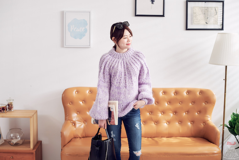 【日穿搭】Ganni The Julliard Mohair Sweater粉紫粗針織毛海毛衣，溫暖這個冬季